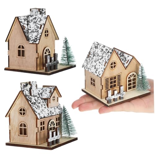 Yardwe 3 Teiliges LED Holz-weihnachtshaus Set Leuchtende Winterdorf Dekorationen mit DIY-bemalung Rustikale Mini-holzhäuser für Festliche Tisch Kaminbeleuchtung Yardwe 3 Teiliges LED Holz-weihnachtshaus Set Leuchtende Winterdorf Dekorationen mit DIY-bemalung Rustikale Mini-holzhäuser für Festliche Tisch Kaminbeleuchtung von Yardwe