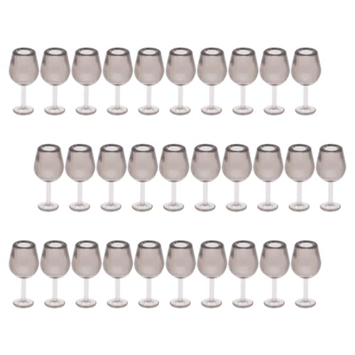 Yardwe 30 Stück Puppenhaus mikrowe mikrolle Toy House Decoration Mini Dekoration Häuser Zubehör Puppe Weinbecher Puppe Brille Mikrobrille Puppenbrille Plastik Grey von Yardwe