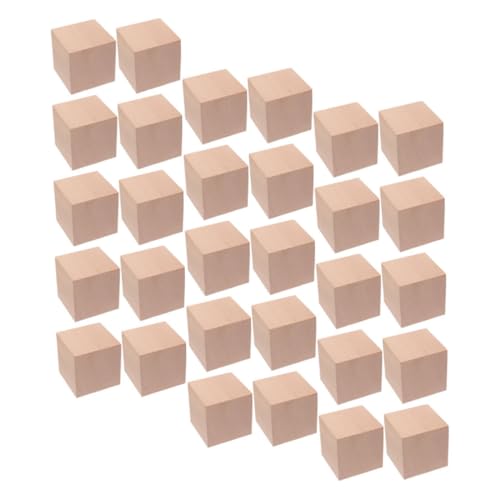 Yardwe 30 Stück Unfertiges Holzhandwerk Puzzle Lehrreich Unvollendet Würfel Gebäude Hashtag Kindergarten Block Drinnen Für Holzblöcke DIY Leere Holzklötze Hölzern Khaki von Yardwe