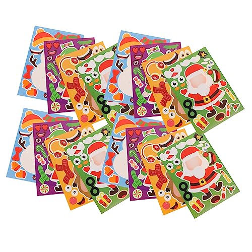 Yardwe 32 Blatt Teiliges Weihnachts Puzzle Sticker Set für Selbstklebende Diy Aufkleber mit Schneemann und Weihnachtsmann Motiven Sichere Weihnachtsbastel Deko für Kinderparty und Yardwe 32 Blatt Teiliges Weihnachts Puzzle Sticker Set für Selbstklebende Diy Aufkleber mit Schneemann und Weihnachtsmann Motiven Sichere Weihnachtsbastel Deko für Kinderparty und von Yardwe