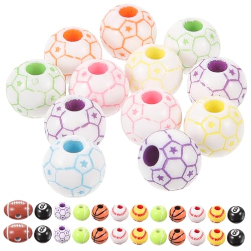 Yardwe 350 Stück Teiliges DIY Schmuckperlen mit Sport Motiven Bunte Abstandsperlen für Armband und Halskettenherstellung Leicht zu Fädelnde Kunststoffperlen für Kreative Bastelideen von Yardwe
