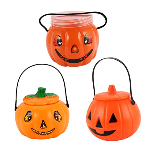Yardwe 3Stücke Leuchtende Kürbis Eimer Für Halloween Süßigkeitengläser Mit Einzigartigem Design Für Halloween Dekoration Und Partys Begeistern von Yardwe