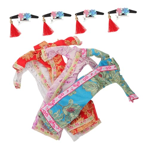 Yardwe 4 Sätze Puppe Cheongsam Spielzeugpuppenkostüm Puppen-Outfit Kleid für Puppe Kleidung im chinesischen Stil Puppenblumenkleidung Puppenkostüm für Puppenkleidung Polyester von Yardwe