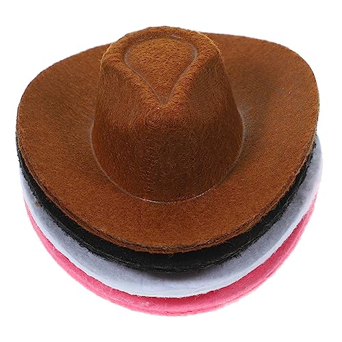 Yardwe 4 Stück Mini-cowboyhut Austauschbare Puppenhüte Miniaturhüte Basteln Mini-hüte Mini-Cowgirl-hüte Für Getränke Dekorative Miniaturhüte Mini-Miniatur-Hut Puppenhauslieferungen Vlies von Yardwe