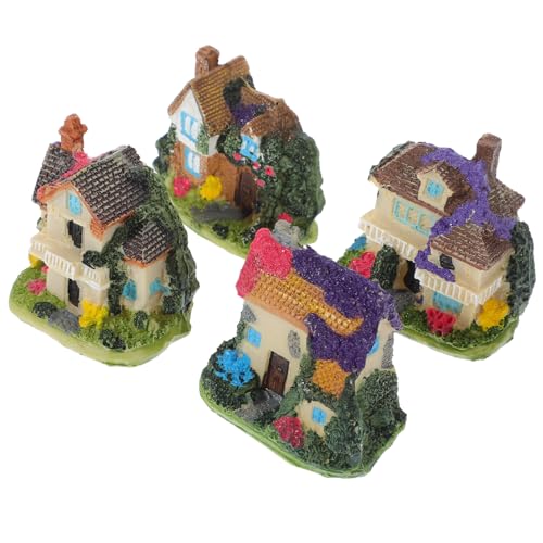 Yardwe 4 Stück Miniaturhaus Modell Lustige Resindekoration für Garten und Puppenhaus Lebendige Figuren zur Verschönerung Ihrer DIY Landschafts und Tischdekoration von Yardwe