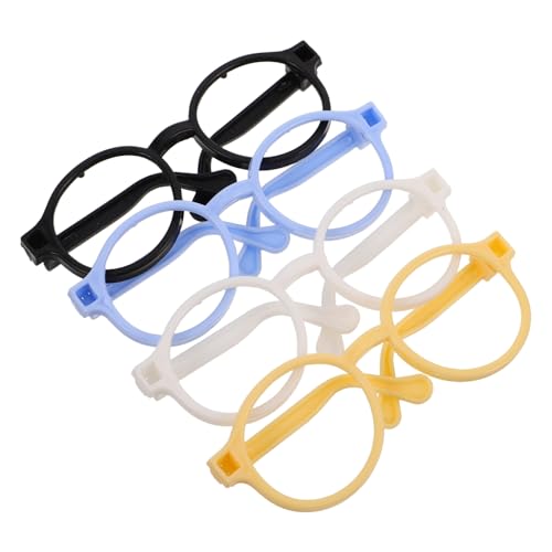 Yardwe 4 Stück Spielzeugzubehör Puppe Verkleiden Zubehör Puppenzubehör Brillenrequisiten Für Puppe Kinderbrille Mini-Brille Zum Anziehen Der Puppe Miniatur-Dinge Plastik von Yardwe