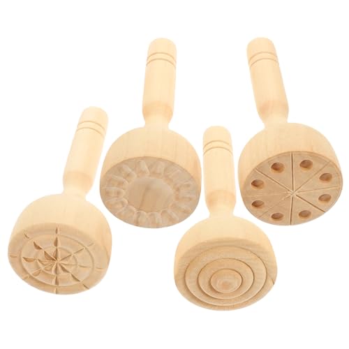 Yardwe 4 Stück Teiliges Holz Tonwerkzeuge für Praktische DIY Stempel für Knetearbeiten Vielseitige Modellierwerkzeuge für Kreatives Basteln Leicht und Tragbar für Kleine Künstler von Yardwe