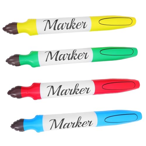 Yardwe 4 Stück Teiliges Set Aufblasbarer Pvc-markierstifte in Leuchtenden Farben Blau Gelb Rot Grün Große Foto-requisiten für Schulanfang Partydekoration Kindergeburtstag Kreative Bastel von Yardwe