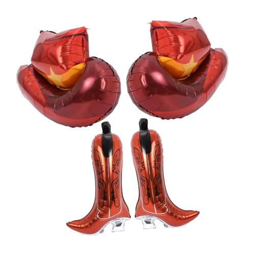 Yardwe 4 Stück Entzückende Cowboyhut-Luftballons Luftballons Für Erwachsene Cowboy-Luftballons Western-Luftballons Zahlen Fiesta-Dekoration Hellbraune Aluminiumfolie von Yardwe