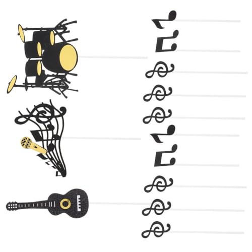 Yardwe 40 Stück Kuchendekorationseinsatz Gitarren-cupcake-topper Alles Zum Geburtstagstorte Toper Goldkuchen -topper Musiknoten-konfetti Musiknotenband Papier von Yardwe
