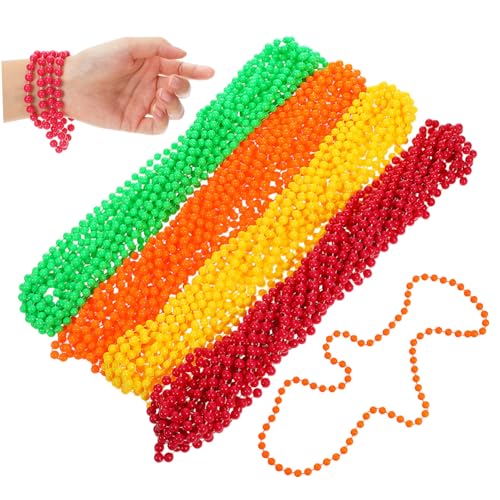 Yardwe 48 Stück Teiliges Neon Perlenkette für Damen Bunte Fluoreszierende Kunststoff Halsketten Robuste Mardi Gras Partyaccessoires im Retro Jahre Stil für Karneval Geburtstag und von Yardwe