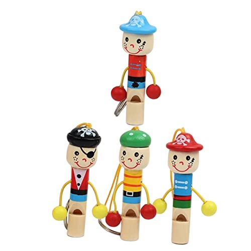 Yardwe 4Stücke Cartoon Piratenpfeifen Aus Holz Kinderspielzeug Pfeifen Für Kreative Ergonomisch Gestaltet Für Fördert Musikalität Und Fantasie von Yardwe