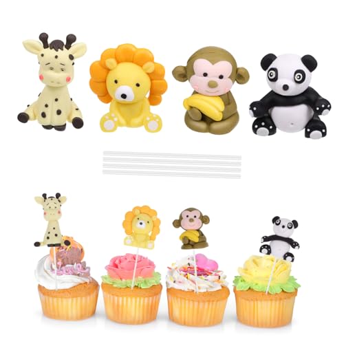 Yardwe 4Stücke Jungle Animal Cake Decorations Birthday Cake Picks For Parties Panda Lion Monkey Giraffe Fun Forest Theme Cake Toppers Yardwe 4Stücke Jungle Animal Cake Decorations Birthday Cake Picks For Parties Panda Lion Monkey Giraffe Fun Forest Theme Cake Toppers von Yardwe