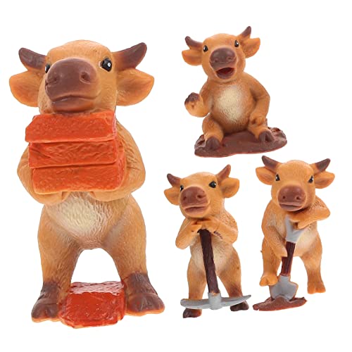 Yardwe 4Stücke Kuhspielzeug Rinder Figuren Für Tischdekoration Tiermodelle Für DIY Landschaftsprojekte Kreative Mikrolandschaft Verzierung Für Zuhause von Yardwe