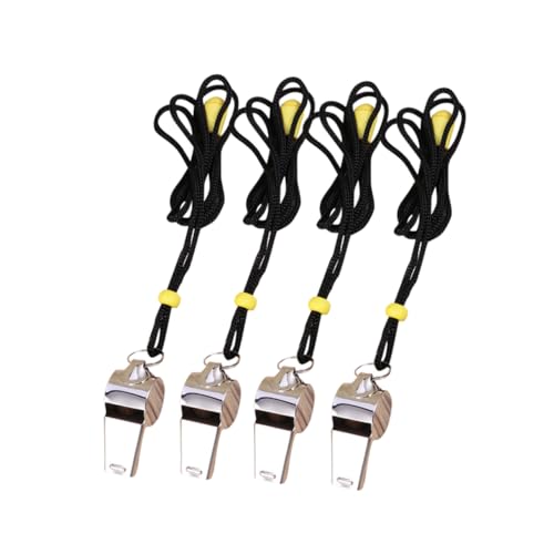 Yardwe 4Stücke Pfeifen Pack Metall Schiedsrichterpfeifen mit Seil für Fußball Basketball Outdoor Aktivitäten und Notfälle Korrosionsbeständig Leicht und Tragbar von Yardwe