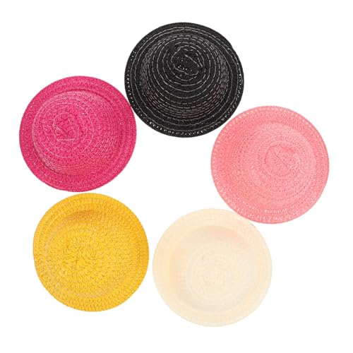 Yardwe 5 Stück Miniatur-gewebte Puppenhüte, Gewebte Kappen-Ornamente, DIY-sommerpuppen-Kopfbedeckungen Für Bekleidungsdekorationen, Schmuckzubehör Yardwe 5 Stück Miniatur-gewebte Puppenhüte, Gewebte Kappen-Ornamente, DIY-sommerpuppen-Kopfbedeckungen Für Bekleidungsdekorationen, Schmuckzubehör von Yardwe