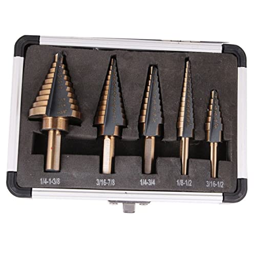 Yardwe 5Stücke Teiliges Stufenbohrer Set mit Titanbeschichtung Selbststartend Inklusive Gepolstertem Aluminiumgehäuse Geeignet für Ersetzt Einzelne Bohrer Yardwe 5Stücke Teiliges Stufenbohrer Set mit Titanbeschichtung Selbststartend Inklusive Gepolstertem Aluminiumgehäuse Geeignet für Ersetzt Einzelne Bohrer von Yardwe