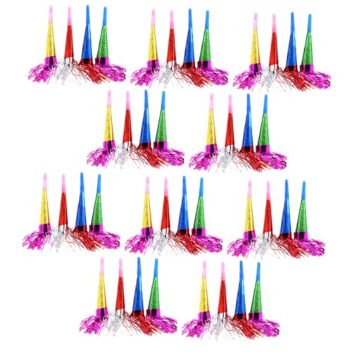 Yardwe 50 Stück Lautsprecher aus Laserpapier Glücklich Geburtstagsfeier Krachmacher Hersteller Lärm konferenztisch triffier Geburtstag Blowouts Hörner Pfeifen Geburtstagsausbrüche Plastik von Yardwe