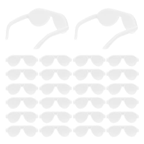 Yardwe 50 Stück Puppenbrille Miniatur für realistisch Puppengläser zur Dekoration plastikpuppe Cosplay Brille Puppe kleine Puppensonnenbrille -Brillen-Requisiten Weiß von Yardwe