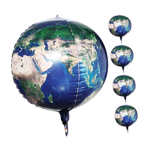 Yardwe 5Stücke Erdmuster Luftballons Aus Aluminiumfolie Runde Planetenballons Für Kindergeburtstagsfeiern Partydekorationen Für Weltraum Themen Und Mehr von Yardwe