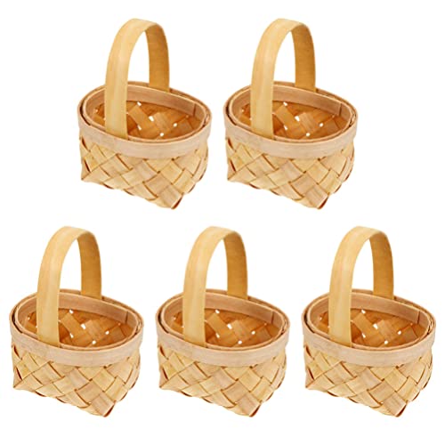 Yardwe 5stücke Miniatur Geflochtener Korb Dekorative Aufbewahrungskörbe Für Hochzeiten Partys Und Bastelprojekte Handgefertigte Körbchen Aus Robustem Material von Yardwe