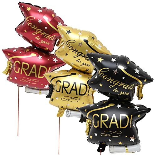 Yardwe 6 Stück Ballon Aus Aluminiumfolie Grad Abschlussfeier Dekorationen 2023 Luftballons Bogen Abschlusskappe Topper Party Klassenzimmer Große Abschlussballons Feiern Diplom-ballon von Yardwe