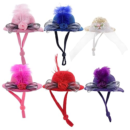 Yardwe 6 Stück Miniatur winzige Hüte doll Accessories Puppenhut Lebendige Puppen Kindermützen Mädchen Und Kappen Geburtstag Szene Mini-Hut kleine Hüte zum Basteln Polyester von Yardwe