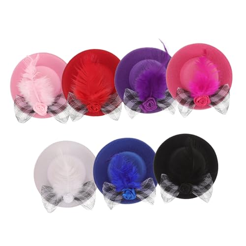 Yardwe 6 Stück Miniaturhüte Puppenaccessoires Puppenhut Handwerkliche Puppenhüte Puppe-Tops-Hut Tea-Party-Hüte Kostüm Haarpuppe schnell Mini-Hut Puppenhaare zum Basteln Polyester von Yardwe