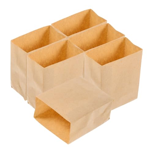 Yardwe 6 Stück Puppenstubentasche Zubehör für Puppenhäuser Machen Sie es Mini-Essen klein Taschen für kinderspielzeug Puppenhaus-Minitasche Miniatur-Papiertüten Khaki von Yardwe