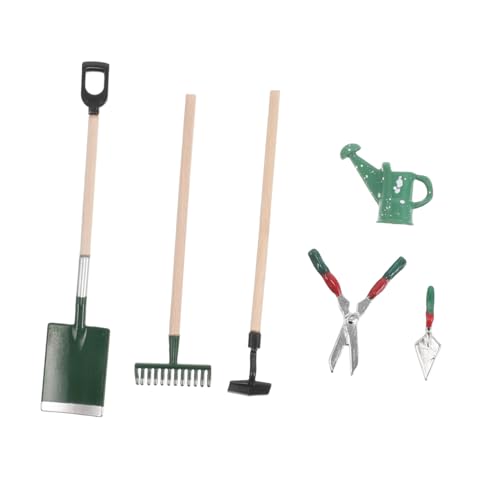 Yardwe 6 Stück Teiliges Miniatur Gartenwerkzeug Set für Puppenhäuser Detaillierte Schaufel Rechen Gießkanne und Mehr für Märchengärten und Mikro Landschaften von Yardwe