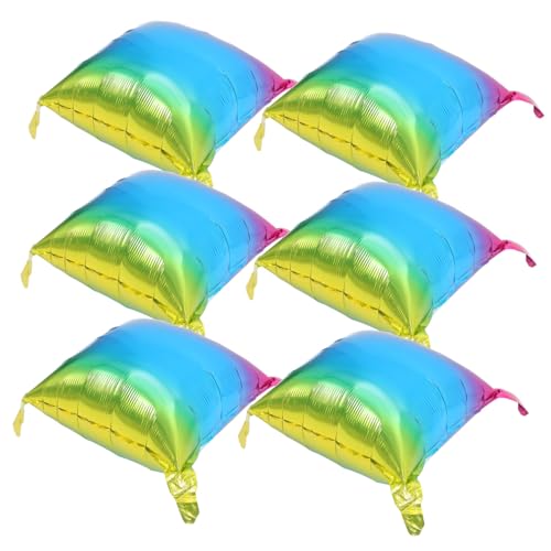 Yardwe 6 Stück Teiliges Quadratische Folienballons Farbverlauf Langlebige Aluminiumfolie Dekorative Partyballons für Geburtstag Vielseitige Eventdekoration Pastellfarbene Große von Yardwe