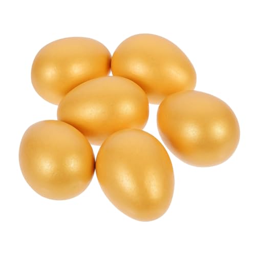 Yardwe 6 Stück bastelt Ei Jumbo Dekoration Ostern Osterschmuck für Baum Eier Ornamente ostereier ostereierfarbe osterfarben eier easter egg Ei hängendes Ei hölzern Golden von Yardwe