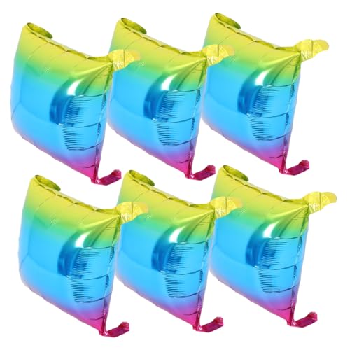 Yardwe 6Stücke Gradient Quadratische Aluminium Luftballons Dekorative Folienballons für Geburtstag Party Deko für Babyparty und Feierlichkeiten von Yardwe