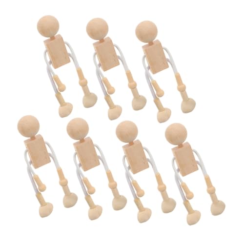 Yardwe 7 Stück Cartoon- aus Holz holzspielzeug holzfiguren Malerei unvollendet klein tischdeko schreibtisch Holzhandwerk für DIY DIY-Material Khaki von Yardwe