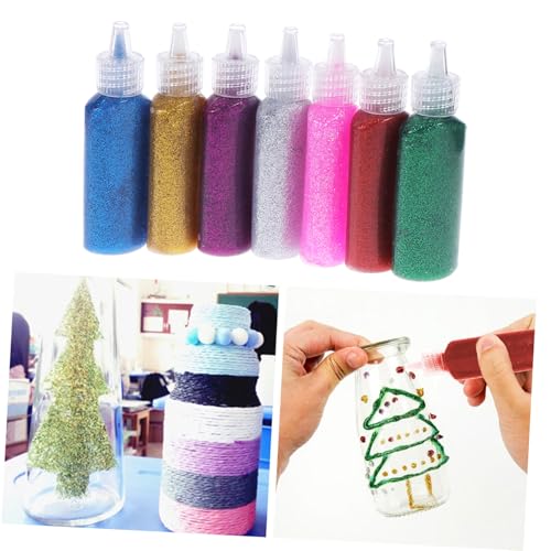 Yardwe 7 Stück Teiliges Glitzerkleber Set für Kreativ für DIY Projekte Holzhandwerk Papierschneiden und Kunstblumen Rot Gold Blau Grün von Yardwe