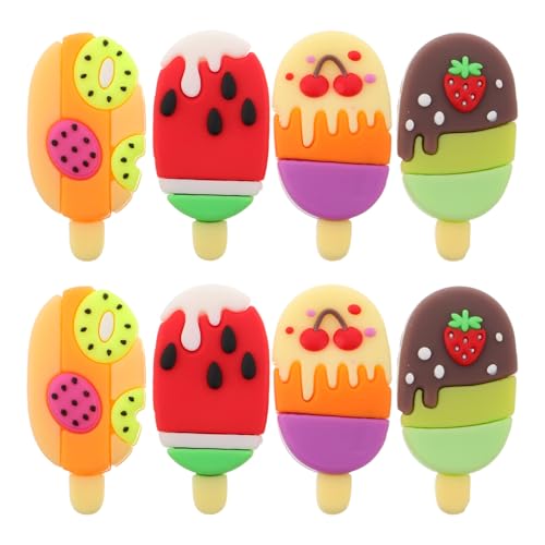 Yardwe 8 Stück Teiliges Bunter Eiscreme Radiergummis mit Fruchtmotiven Süße Schulsachen Kreative Belohnungen und Partygeschenke für Klassenzimmer und Geburtstagsfeiern von Yardwe