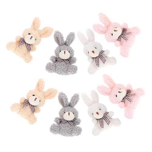 Yardwe 8 Stück Teiliges Plüsch Schlüsselanhänger Hase mit Schleife Mini Anhänger für Rucksack Ostern Dekoration Niedliche Cartoon Hasen Schlüsselketten Rosa Weiß Braun von Yardwe