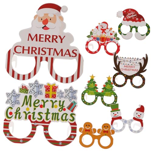 Yardwe 8 Stück Teiliges Weihnachtsbrillen aus Papier Lustige Partybrillen für Weihnachten Kreative Kostümbrillen als Fotorequisiten und Festliche Dekoration für Erwachsene von Yardwe