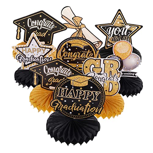 Yardwe 9 Stück Dekorative Wabenkugeln für die Abschlusssaison Grad Tischwaben Abschluss Tischdekoration abschluss Party partydekoration Party Wabenkugeln Ornament Grad Party Ornamente von Yardwe