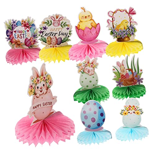 Yardwe 9Stücke Osterparty Wabenschirme Dekorationen Kreative Tischdekoration Für Ostern Niedliche Hasen Und Eier Designs Innenräume Und Ostermittelstücke von Yardwe