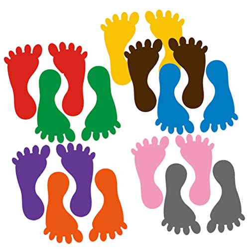 Yardwe Bunte Fußabdruck Aufkleber für Kinder PVC Bodenaufkleber Orientierungsaufkleber für Kindergarten rutschfeste Sticker für Zuhause Dekorative Fußabdrücke für Glatte Oberflächen von Yardwe