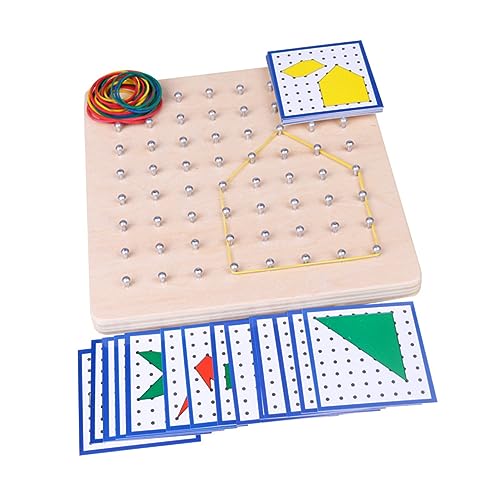 Yardwe Geometrisches Nagelbrett Aus Holz Für Montessori Lernspielzeug Kognitiven Entwicklung Für Räumliches Und Feinmotorik Aus Sicherem Eukalyptusholz Für Kreative Spielstunden von Yardwe