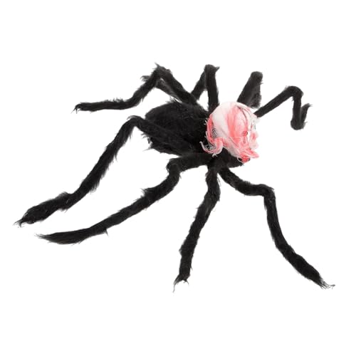 Yardwe Halloween Deko Große Plüschspinne mit Schädelkopf Realistische Haarige Spinnenfigur Weiche Halloween Party Deko für Innen Gruselige Festival Ornament für Gruselige von Yardwe