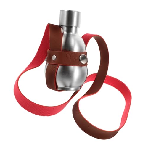 Yardwe Kürbisflasche für Outdoor Tragbare Weinflasche mit Lederband Kompakte und Langlebige Trinkflasche für Camping und Gesellschaft Korrosionsbeständigem von Yardwe