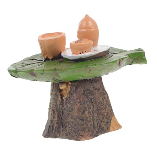 Yardwe Mikro Landschaftsornament Mini Feengarten Teetisch Partyzubehör Kunsttisch Kunstharz Kunst Teetisch Mikro Tisch Modell Teetisch Landschaftsbau Tischmodell von Yardwe