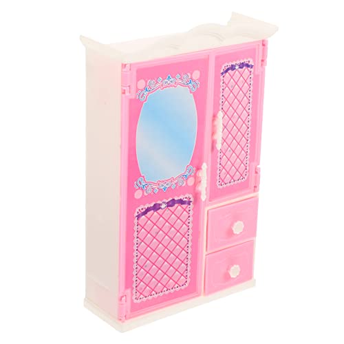 Yardwe Mini Kleiderschrank kinderzimmermöbel deko Kleidung Puppe Dekoration Mini- -Kleiderschrank aus Kunststoff Mini-Bücherregal aus Kunststoff Plastik Rosa von Yardwe