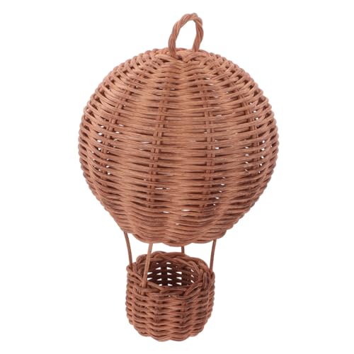 Yardwe Rattan-Heißluftballon-Dekoration gewebter Heißluftballon Heißluftballon-Mittelstücke hängender Heißluftballon Heißluftballonkorb Light Brown von Yardwe