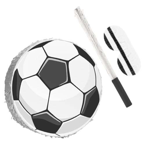 Yardwe Robuste Fußball Pinata mit Stock und Augenbinde für Kindergeburtstagsfeiern Deko für Sport Events und Mottopartys von Yardwe