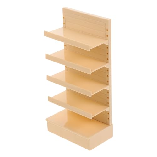 Yardwe Spielzeugregal Puppenständer Mini Möbel Regale Für Puppenhäuser Klein Miniatur-puppenhaus Miniaturen Anzeige Puppenhauszubehör Miniatur-regalmodell Mini-ladenregal Abs Beige von Yardwe
