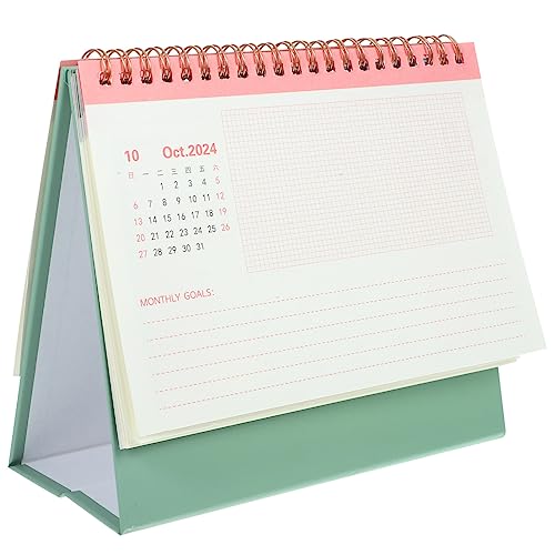 Yardwe Staffelei Hausbedarf Kleiner Tischkalender Flip- Mini-Monats-Desktop-Stehkalender Von Juli 2023 Bis Dezember 2024 7 5 X 6 3 Zoll Grün Bürokalender von Yardwe